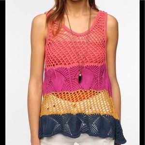 ANTHRO Staring at Stars Multi crotchet hanky tank